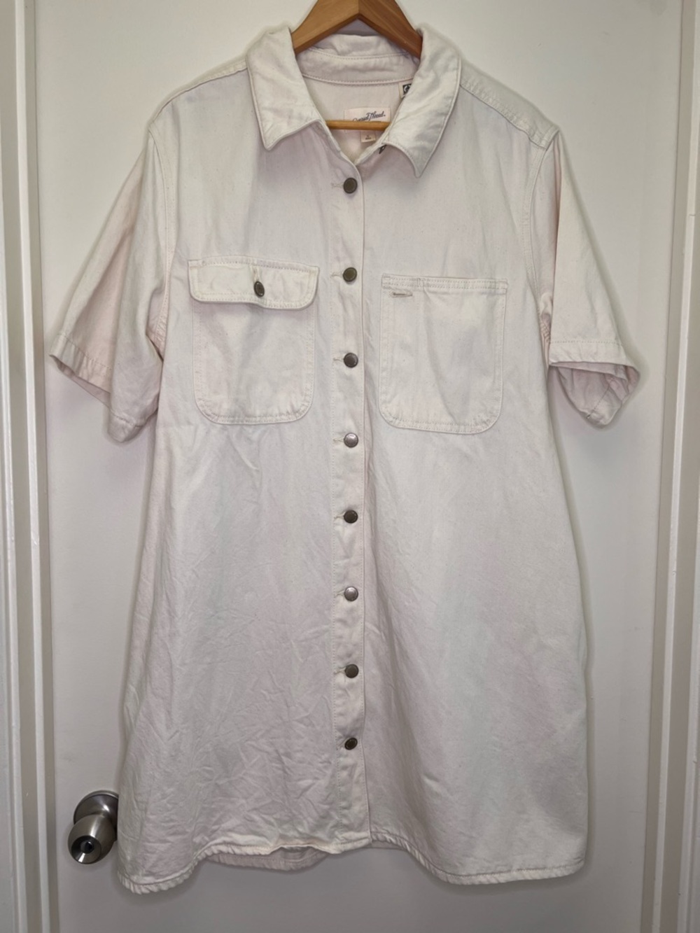 Universal Thread Ivory Utility Shirt Dress Button Front XL Cotton Lyocell